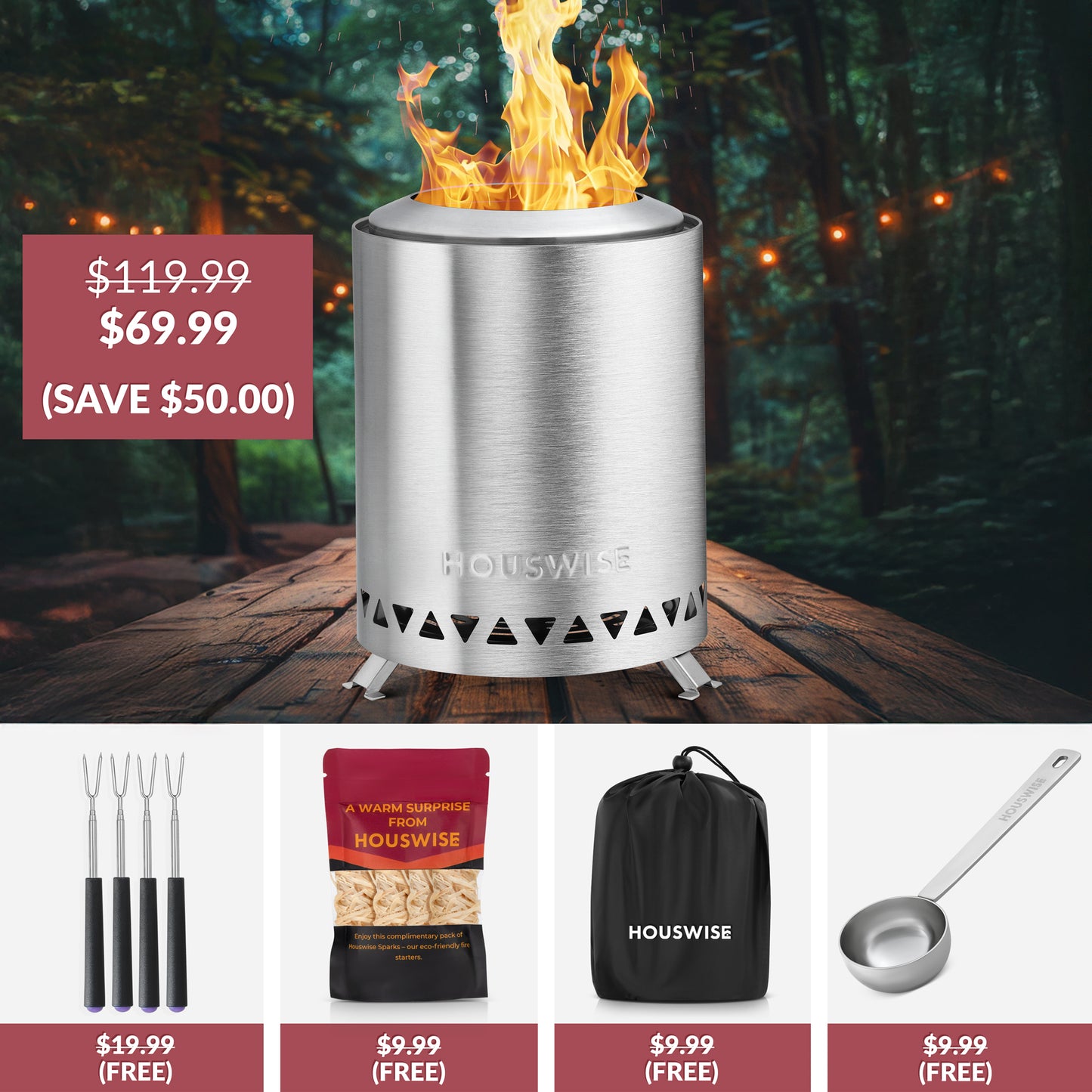 Smokeless Firepit Bundle